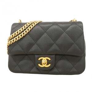 Chanel Mini Matelasse Shoulder Bag with Chain Bag, Caviar Skin, Black, Women's
